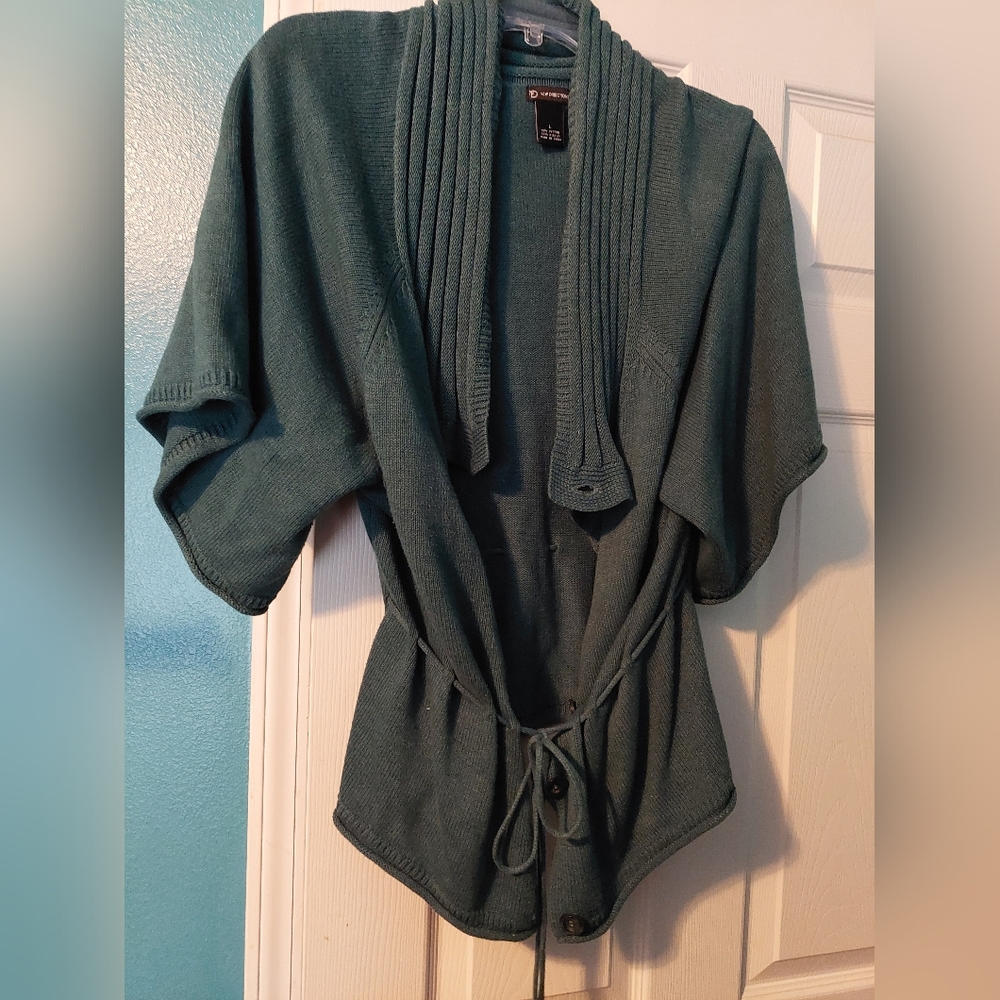 Green button down sweater